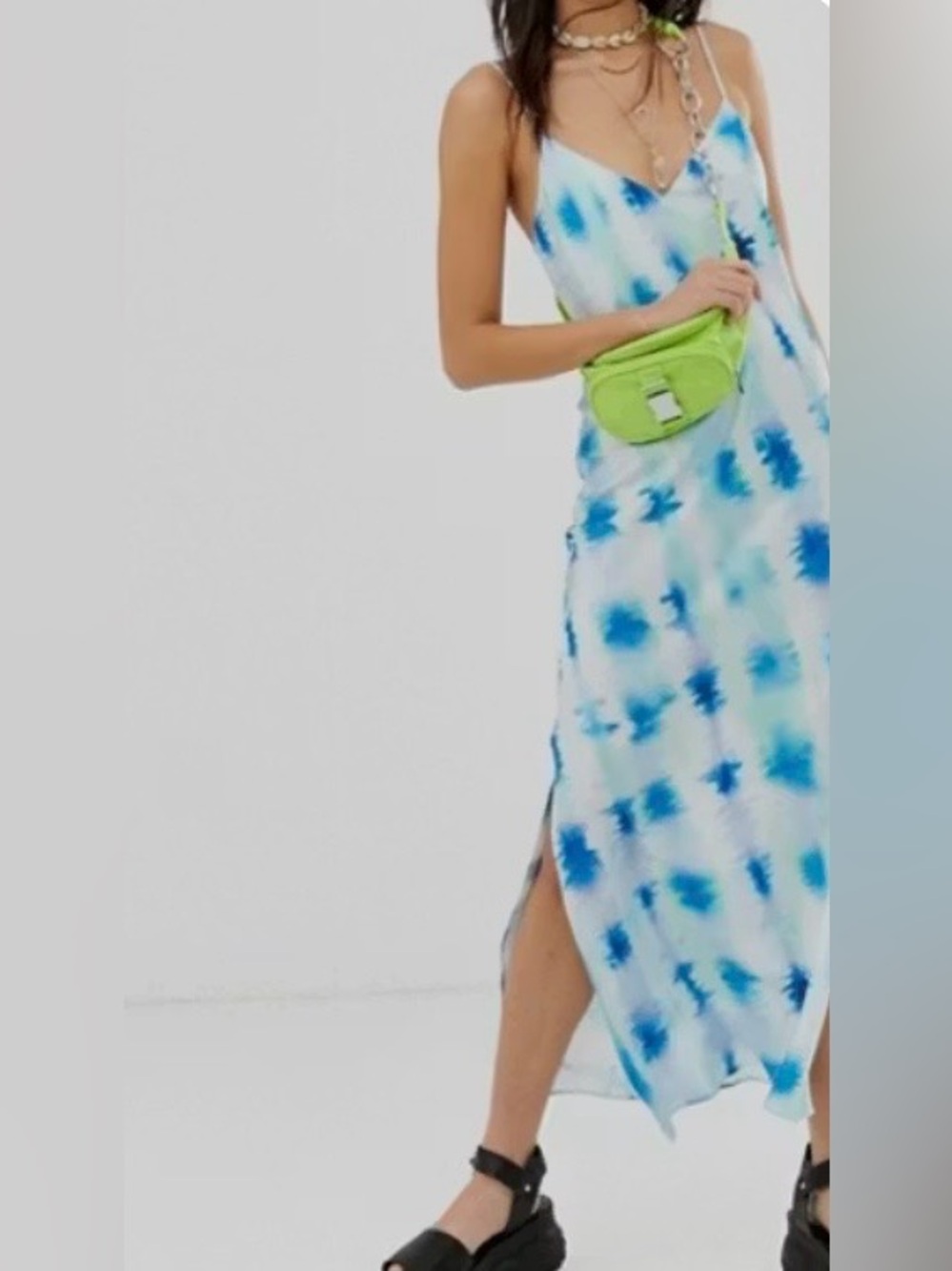 ASOS, Blue Tie-Dye Slip Dress, Size 4